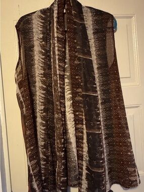 Coldwater Creek Brown and Cream Striped Boho Tunic